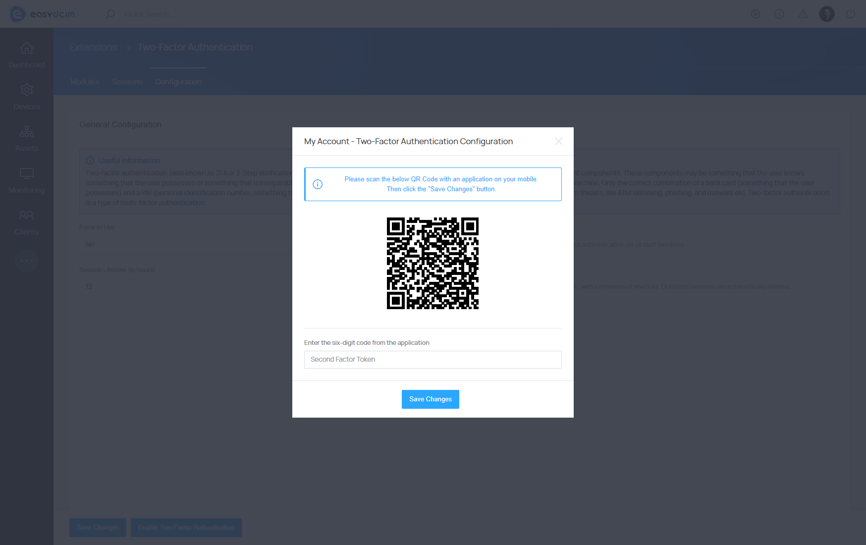 Two-Factor Authentication: Account QR Code Scanning - EasyDCIM Documentation